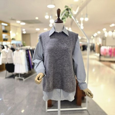 옆단추 조끼셔츠세트