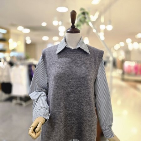 옆단추 조끼셔츠세트