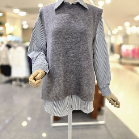 옆단추 조끼셔츠세트