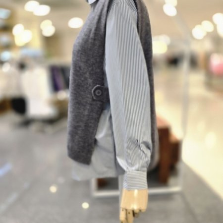 옆단추 조끼셔츠세트