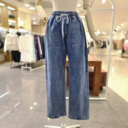 허리밴딩 일자데님팬츠