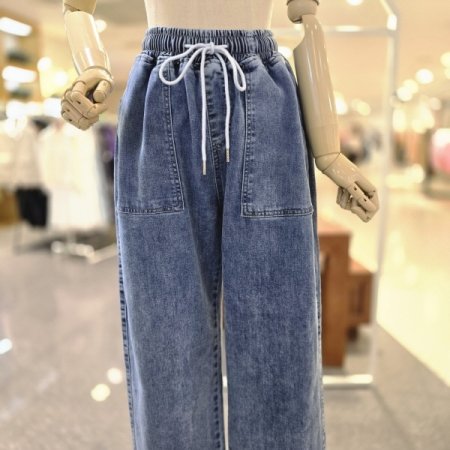 허리밴딩 일자데님팬츠
