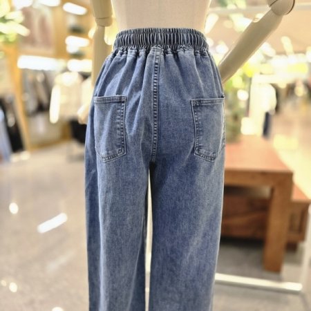 허리밴딩 일자데님팬츠