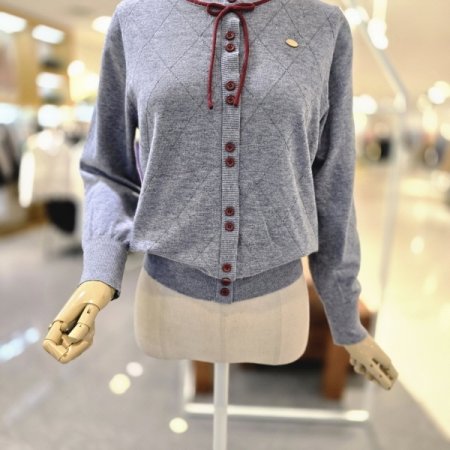 리본배색 니트티