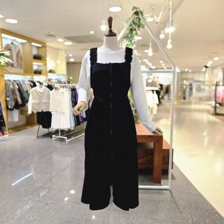 어깨끈셔링 민소매원피스