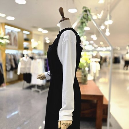 어깨끈셔링 민소매원피스