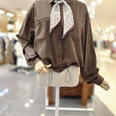 스카프밑단스트링블라우스