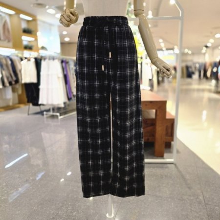 허리밴딩 체크팬츠