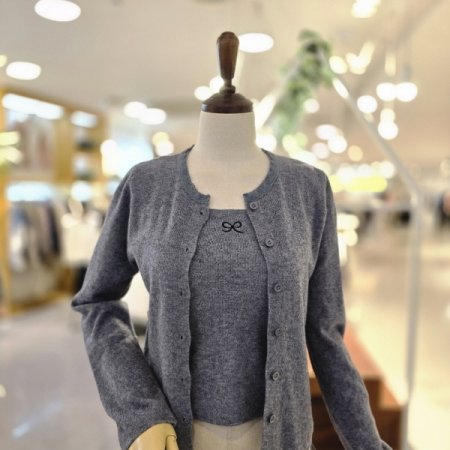 리본자수뷔스가디건세트