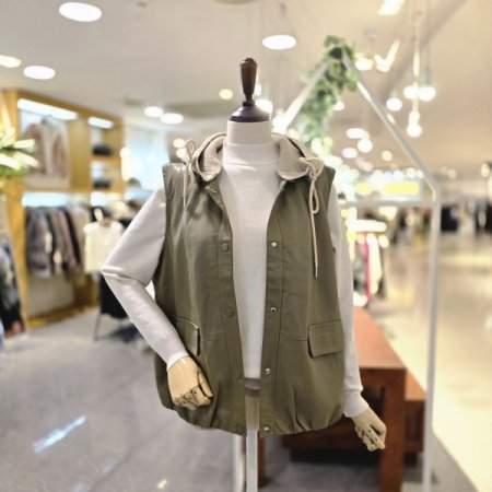 니트후드탈 레더조끼