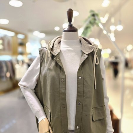 니트후드탈 레더조끼