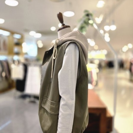 니트후드탈 레더조끼