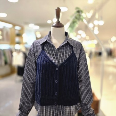 체크셔츠조끼세트