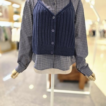 체크셔츠조끼세트