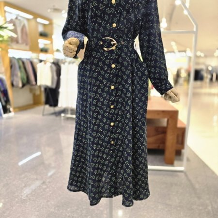 패턴벨티드 원피스