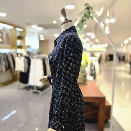 패턴벨티드 원피스