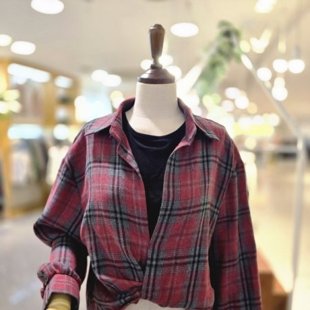 체크꼬임나시세트 셔츠