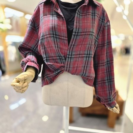 체크꼬임나시세트 셔츠