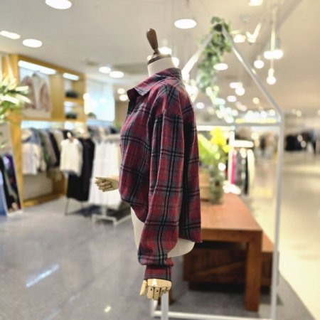 체크꼬임나시세트 셔츠