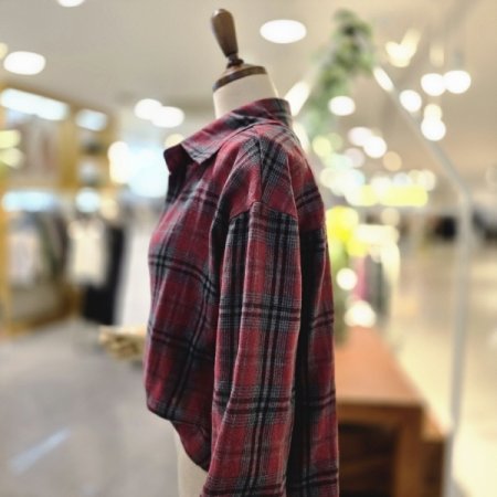 체크꼬임나시세트 셔츠