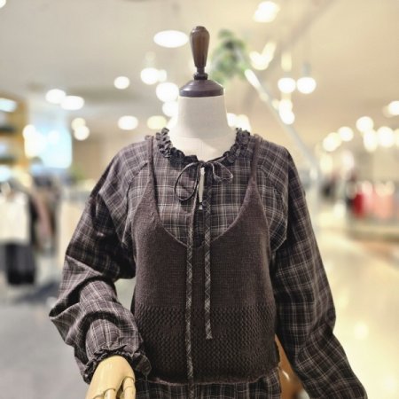 체크프릴블라 뷔스티에세트