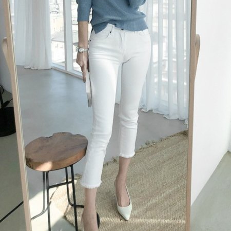 면스판 일자 바지