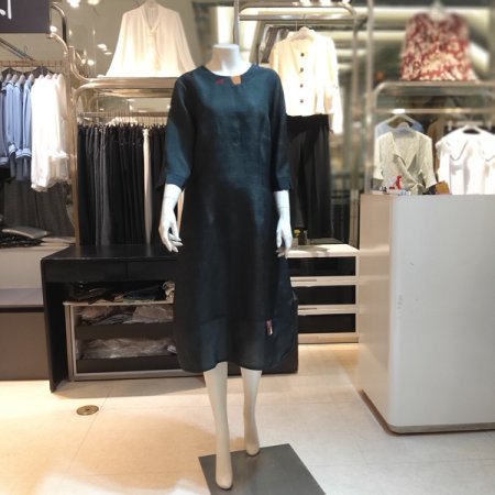 풍기인견 조각 라운드 원피스