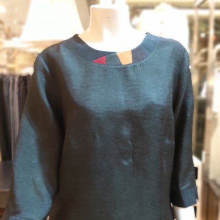 풍기인견 조각 라운드 원피스