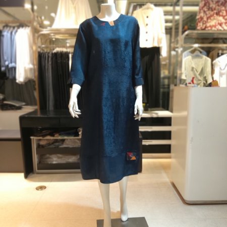 풍기인견 조각 라운드 원피스