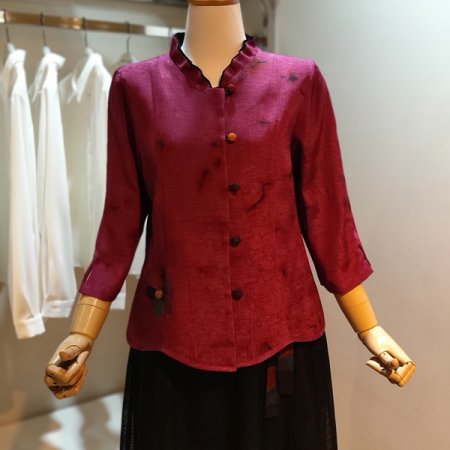 풍기인견 천연염색 프릴 자켓 블라우스