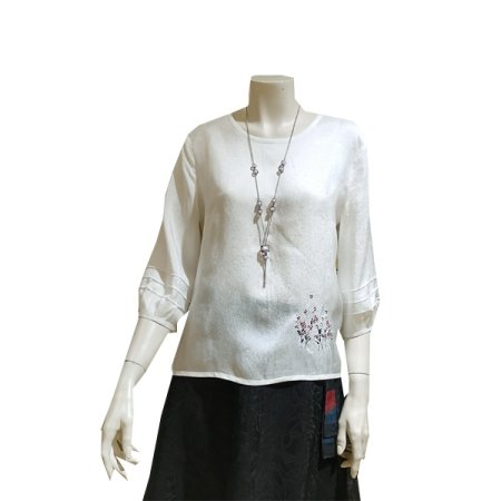 풍기인견 안개수 라운드 블라우스