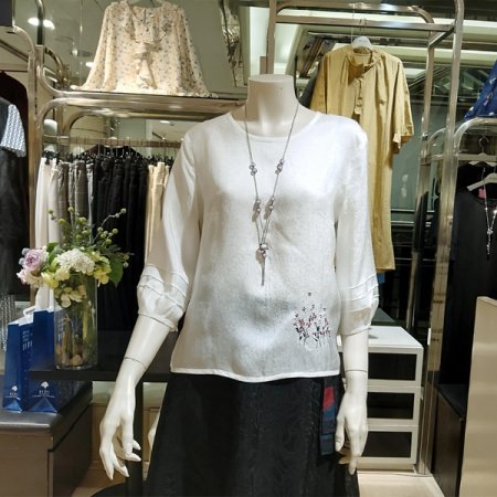 풍기인견 안개수 라운드 블라우스