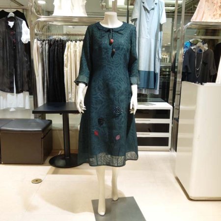 풍기인견 천연염색 꽃자수7부 원피스