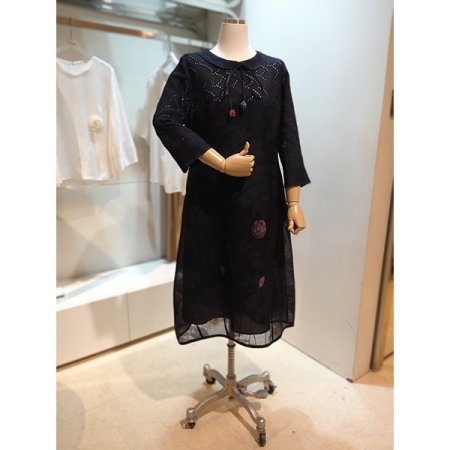 풍기인견 천연염색 꽃자수7부 원피스