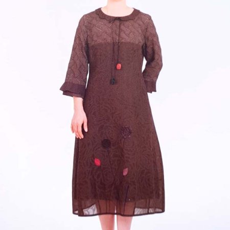 풍기인견 천연염색 꽃자수7부 원피스