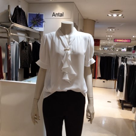 반팔 브러찌 세트 타이 블라우스