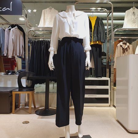 투버튼하이웨스트 허리밴딩 여자슬랙스