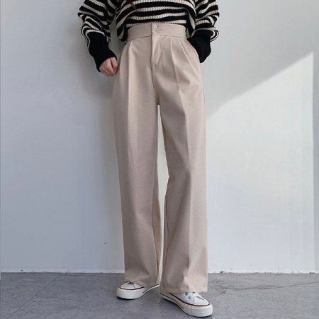 투버튼모직기모허리밴딩와이드슬렉스