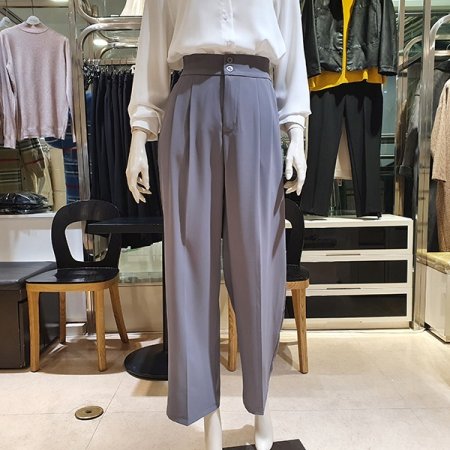 GR투버튼하이웨스트허리밴딩슬랙스