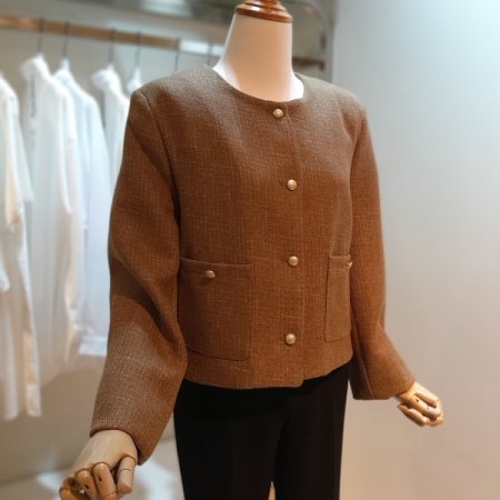 트위드 노카라 자켓