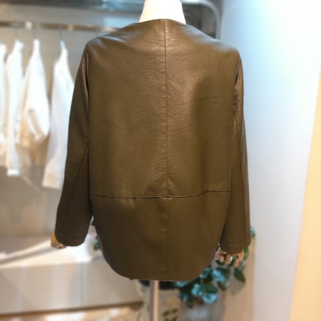 카키 미니가죽 자켓