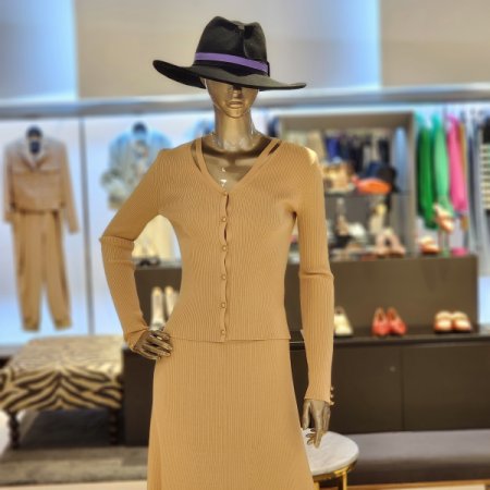 브이넥 소매금장골지가디건