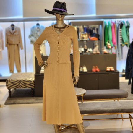 브이넥 소매금장골지가디건