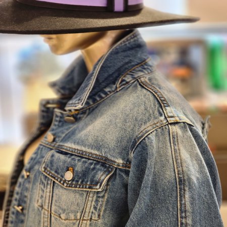 소매핀턱주름 크롭 데님자켓