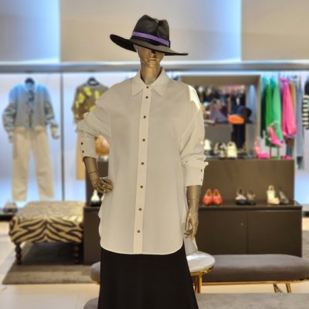 밑단 언발란스 라운드트임 카라 롱셔츠