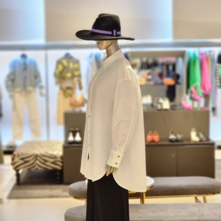 밑단 언발란스 라운드트임 카라 롱셔츠