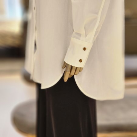 밑단 언발란스 라운드트임 카라 롱셔츠