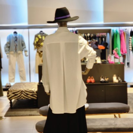 밑단 언발란스 라운드트임 카라 롱셔츠