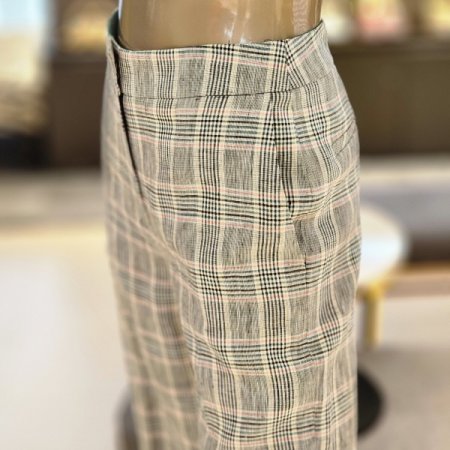 체크린넨 와이드팬츠