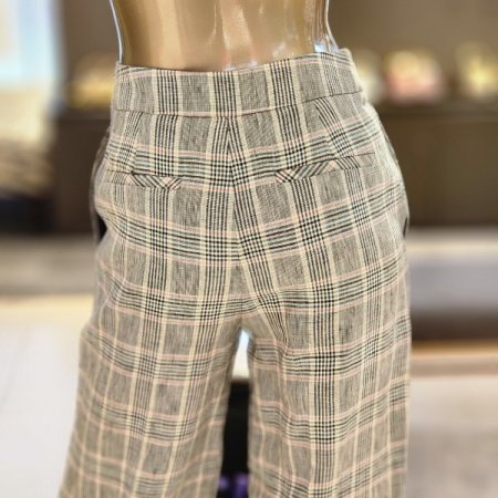 체크린넨 와이드팬츠